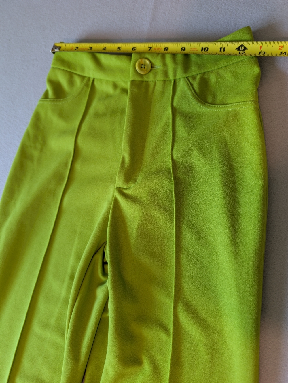 Lime Green Tailored Trousers Brat Green High Waist Wide Leg Pants Dopamine Sz S image 6